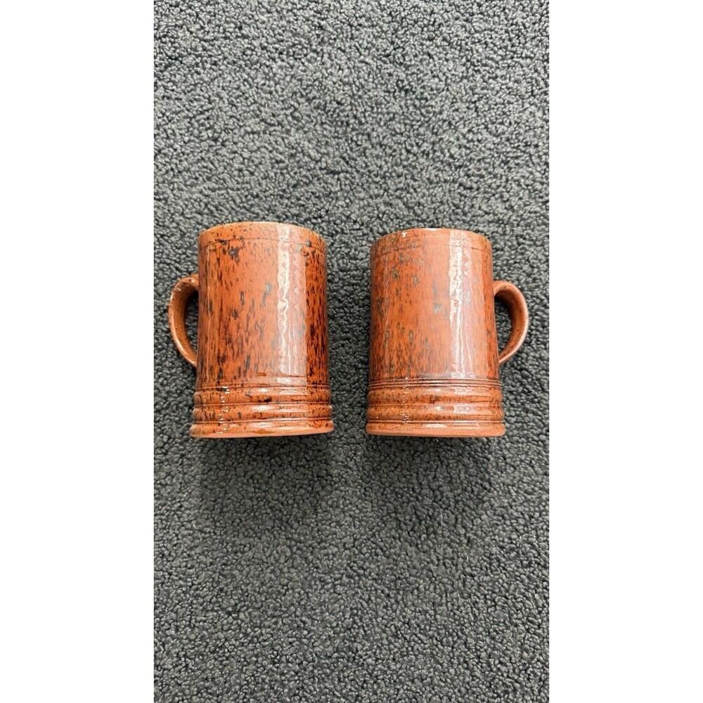 Set 2 7" Hand Thrown Rustic Art Pottery Mug Coffee Cup Yortktown Poor Potter